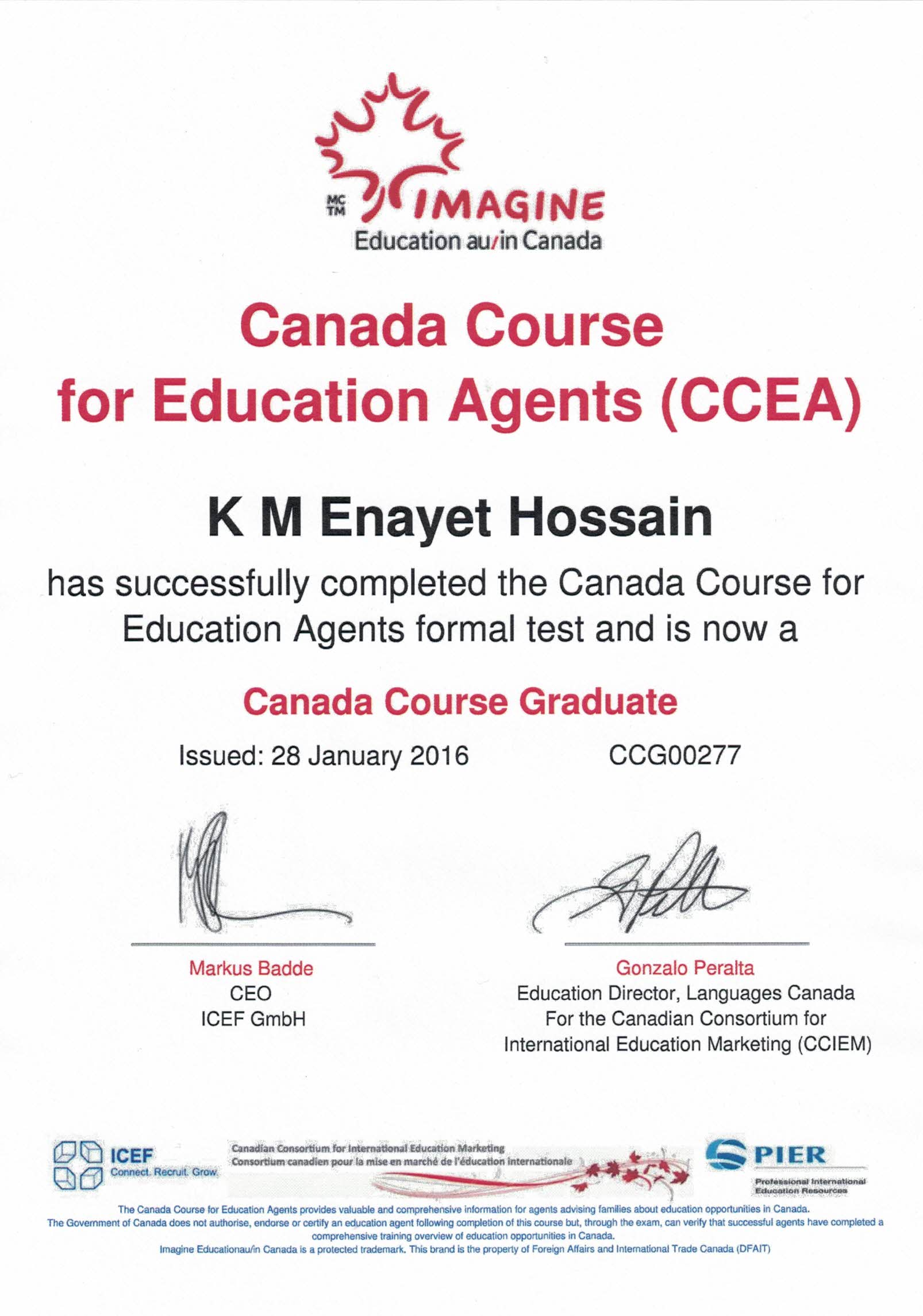 Canada Course for Education Agent Certificate
